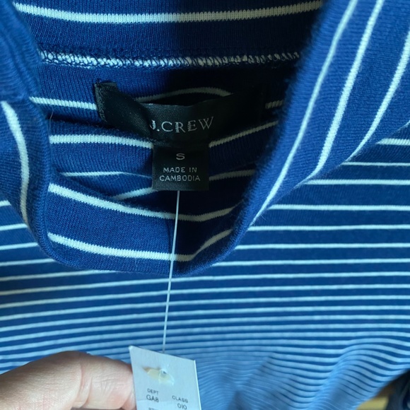 NWT J Crew Perfect-fit ribbed turtleneck with buttons in stripe Blue/White Small - Picture 5 of 6
